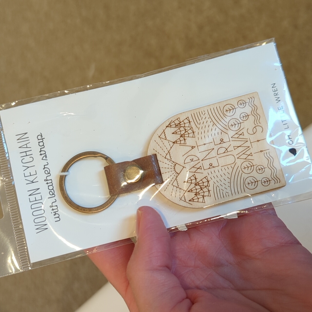 Adventure Awaits Wooden Keychain
